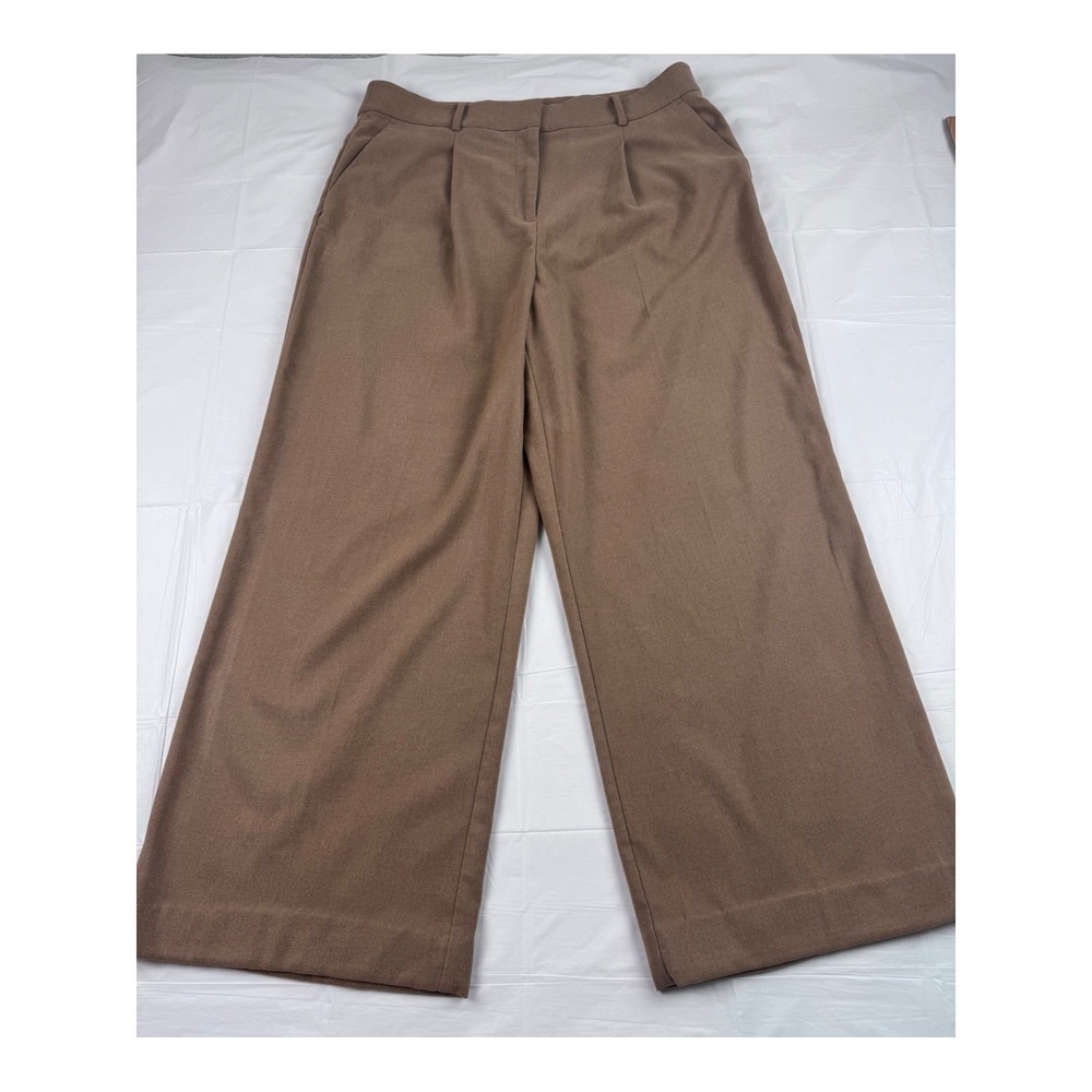 LOFT The Peyton Trouser Brown Wide Leg Pleated Dress Pants Size 14 759962 FA23
